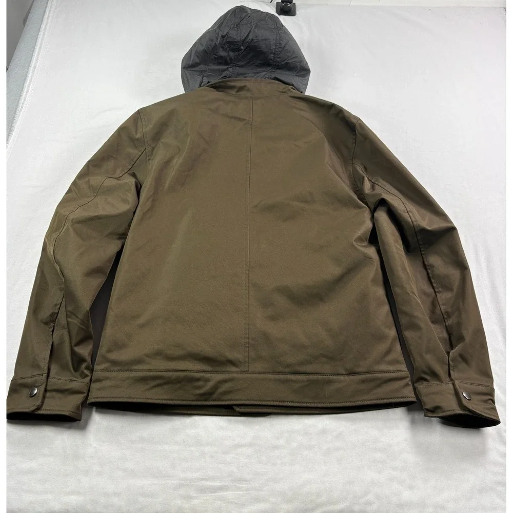 Banana Republic Jacket Mens Medium Olive Green Full Zip Moto Casual Hooded